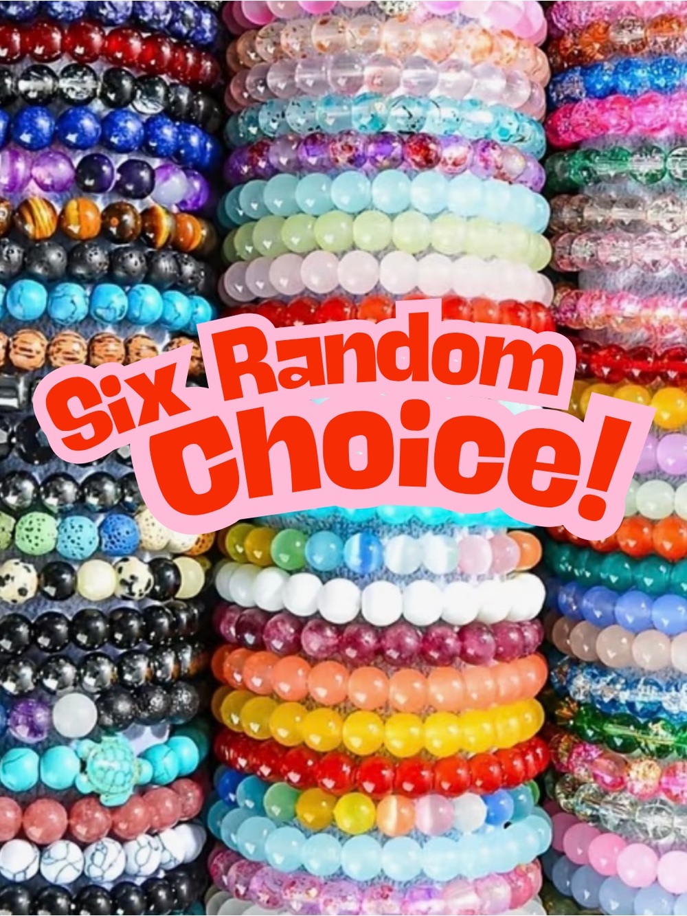 Colorful Beaded Stretch Bracelet Mixed Gemstone Look 6 pc Random Set